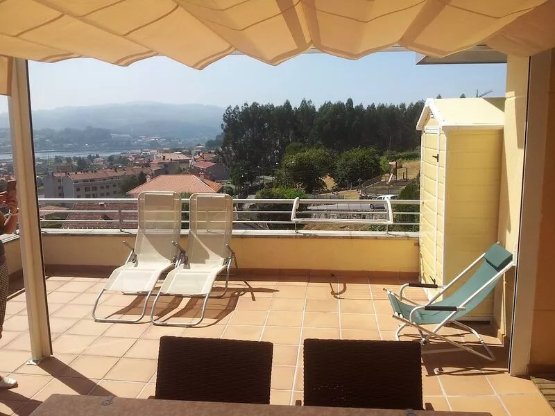 Balcony Aerial view of the city. Terrace 30 m2 south facing the Ria of