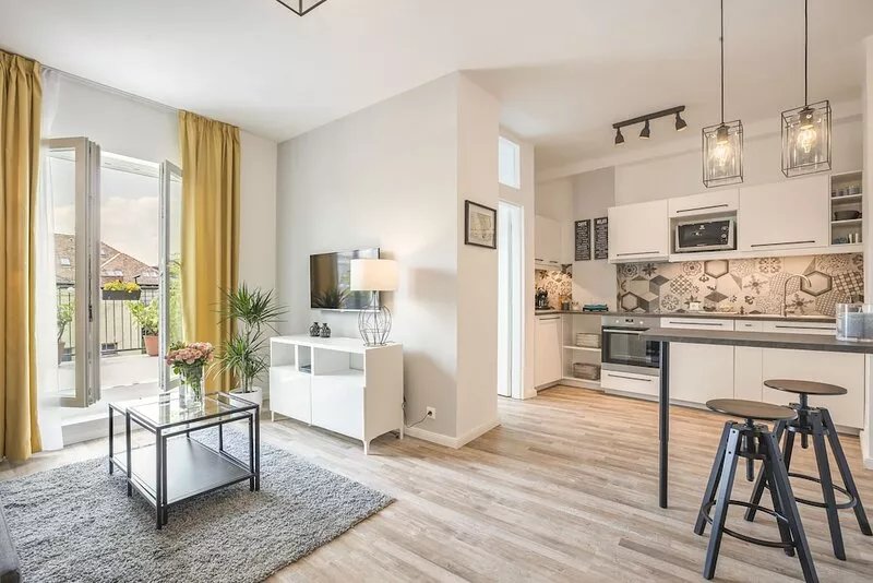 Enjoy the large terrace of your new apartment near the City Park!