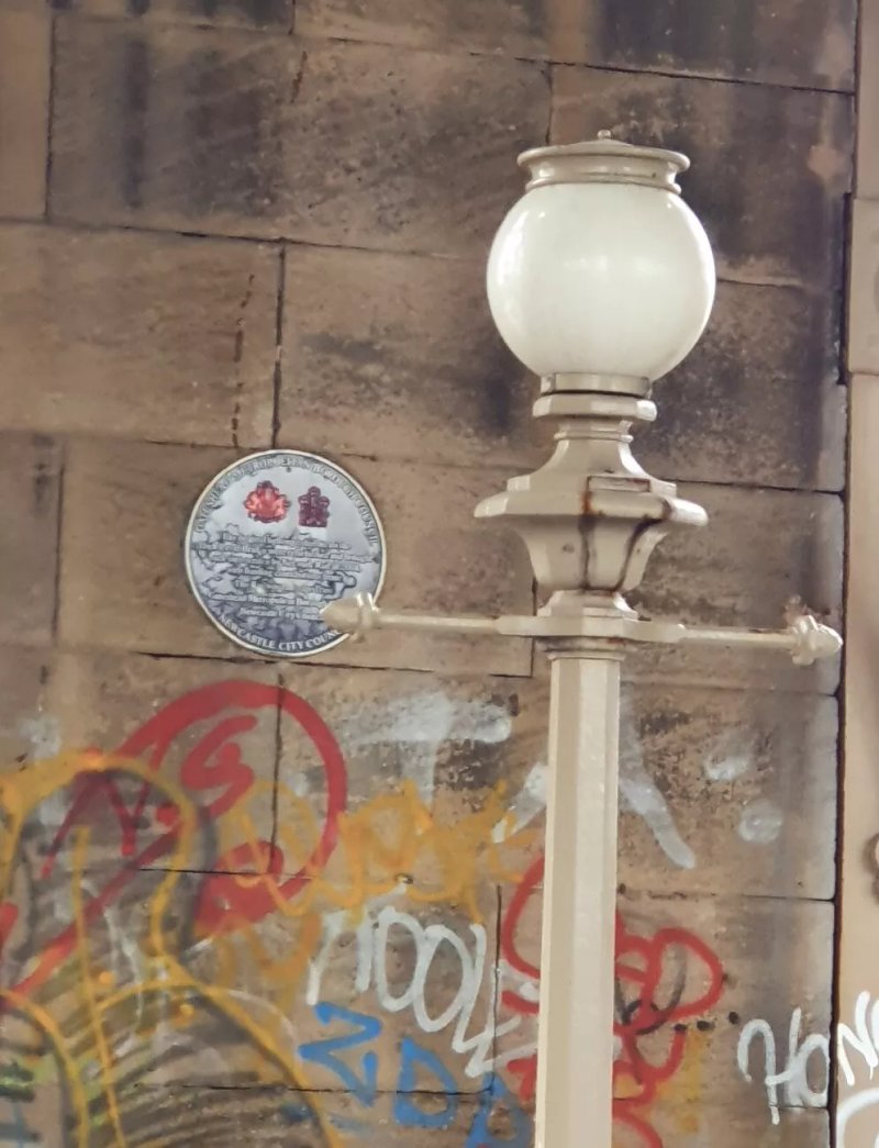High Level Bridge Lighting Columns Blue Plaque