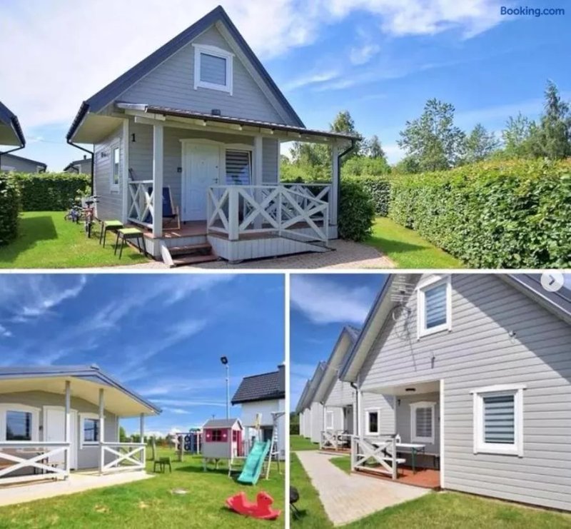 Domki z kominkiem A quiet cottage in a seaside village Living room one or two bedrooms and kuchen and fireplace