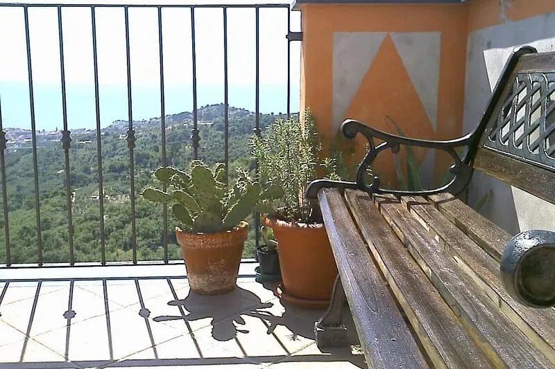 House in ancient medieval village with terrace and beautiful sea view