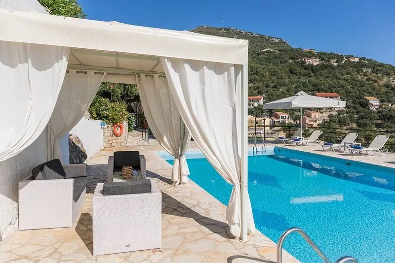 Villa Andonis Nissaki is a large villa with a private large pool and sea view.