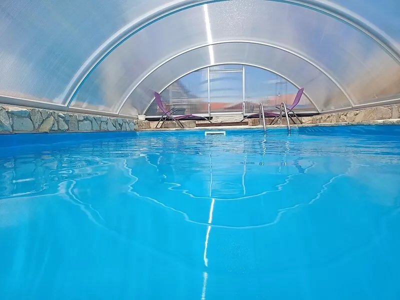 Gallery apartment with pool, garden, covered terrace at Brombachsee