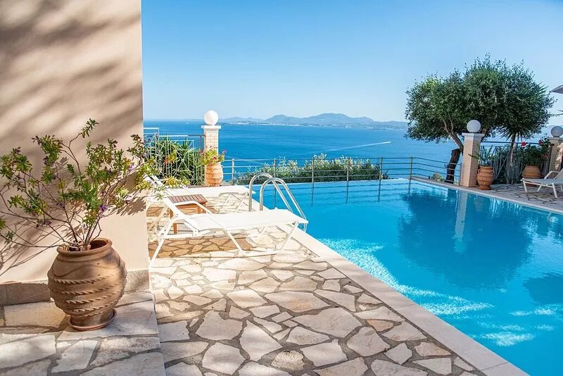 3 bedroom villa with pool, peaceful location, amazing sea views over Nissaki Bay