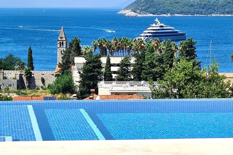 Magnificent new Villa Tofta on Lopud, Croatia.  Sea views from the infinity pool