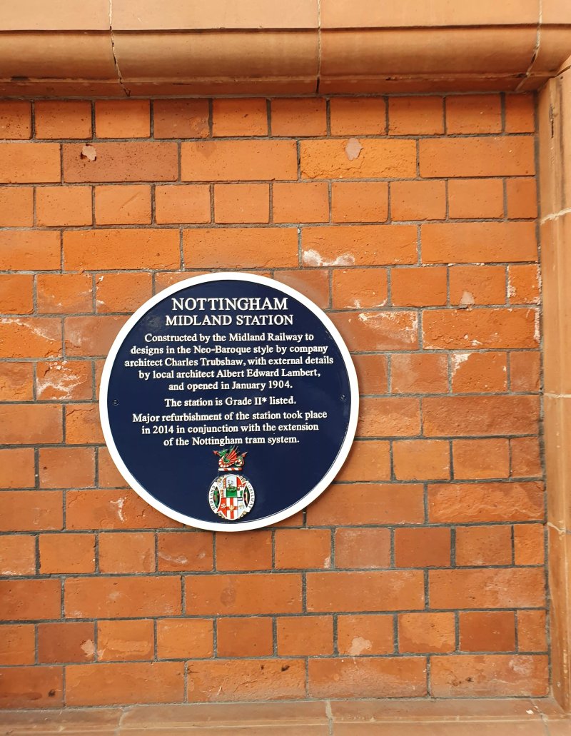 Nottingham Midland Station Blue Plaque