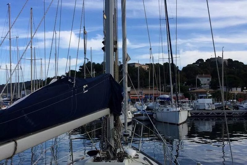 Sail boat at berth island of Porquerolles