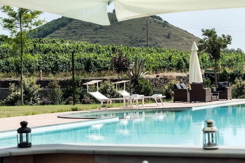 Villa on Wine Estate with PRIVATE POOL, Sea and Etna View, Terraces, Garden