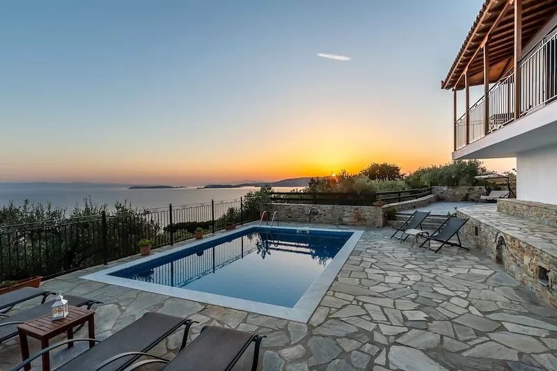 Pool Villa -Anastasia-sea views,sunset,wifi,near the village & the port