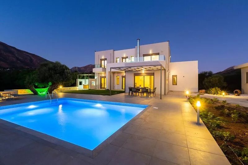 Anemolia, New, Luxurious villa with unique sea and mountain view, private pool