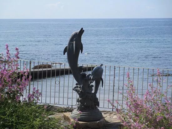 Dolphin water statue