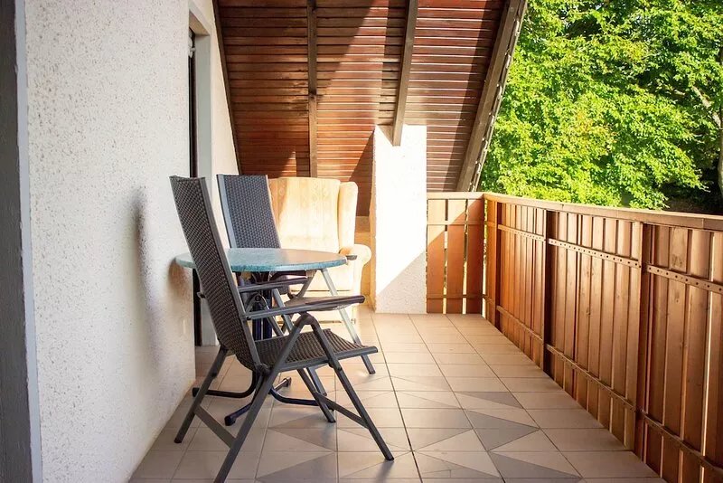 Apartment with a covered south-facing balcony