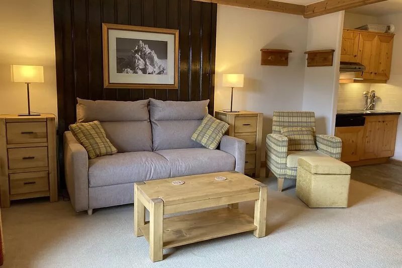 Arc 1950, Large 1 BR overlooks the "jardin de neige", youngest kids' ski