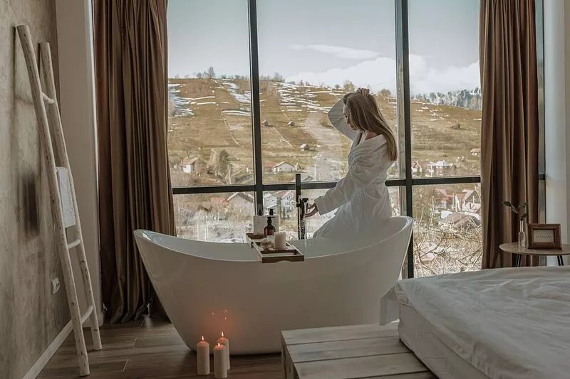 A modern chalet located on a hill with an extraordinary view