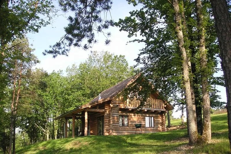 champagne log cabin with POOL (in summer) and SAUNA