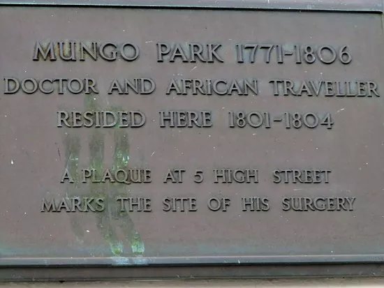 Plaque Marking Mungo Park's Residence