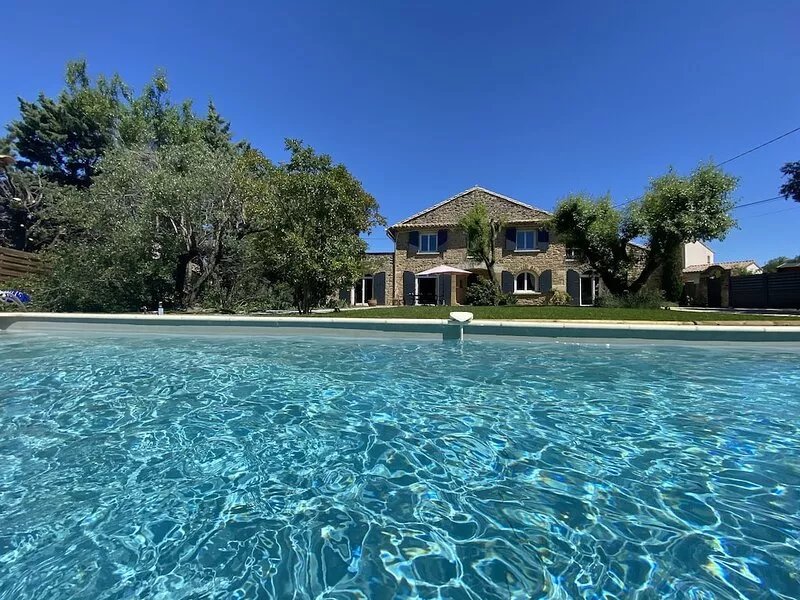 Character house with pool and pool house fenced garden