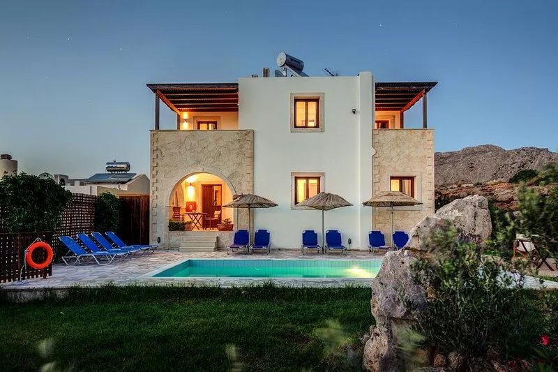 Aeolus villa with private pool, stunning sea views,  beach in 5min, Wifi