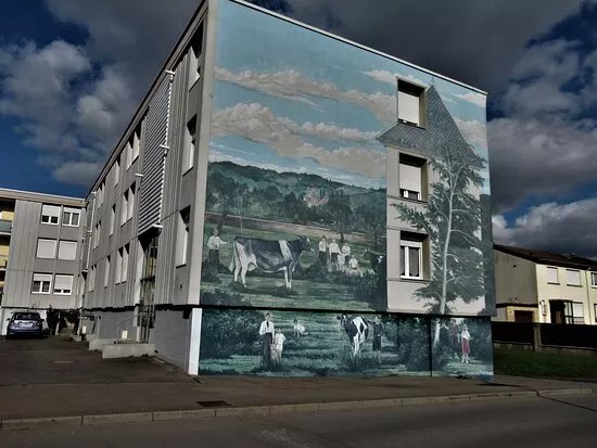 Fresque "vaches Dans Le Pre"