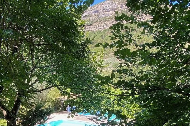 Provencal sheepfold in a quiet, green setting, swimming pool mid-June
