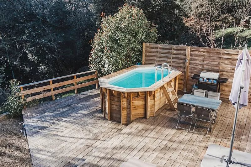 Cocooning cottage with Balnéo 2 places, private pool and wooden terrace