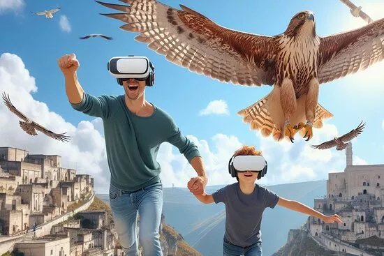 Con gli occhi del Falco Grillaio: experience immersiva di volo Virtuale vr 360° su Matera!