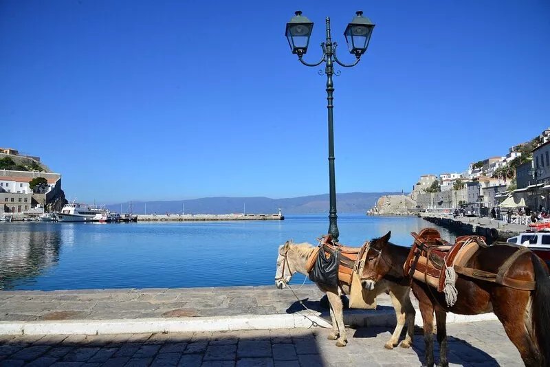 Hydra town Panoramic sea view