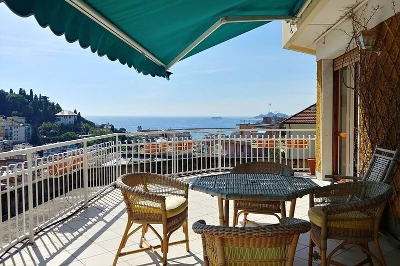 The sea on the terrace overlooking Portofino