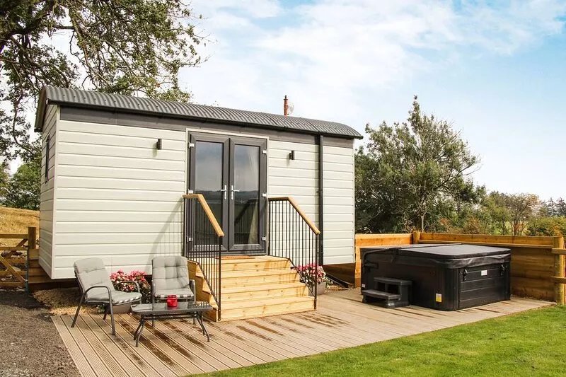 Cwm Cariad  -  Shepherds Hut with Hot Tub Sleeping 2 guests, Pet Friendly