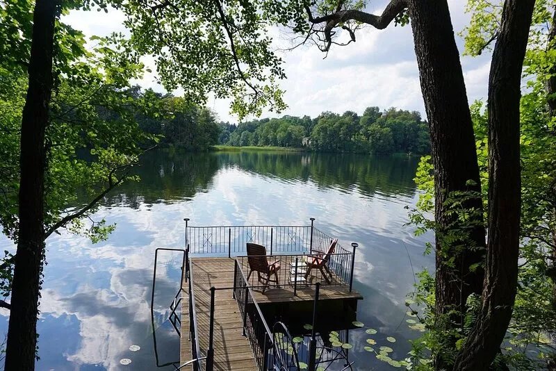 Detached vacation home (4+1 pers.): Fireplace*jetty*terrace*forest*lake