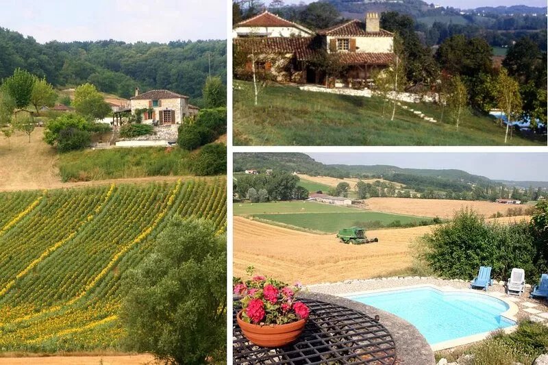 Idyllic house in rural hamlet with lovely views, garden and private pool.