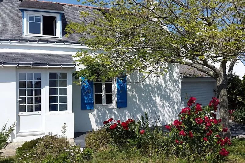 Typical house with garden near the sea