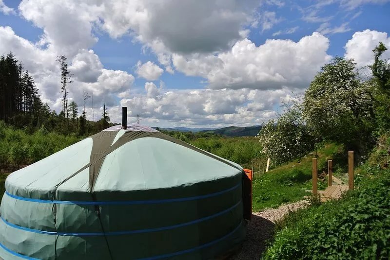 Mongolian Yurt with Log Cabin Kitchen/Bathroom in Berwyn Mountains, North Wales