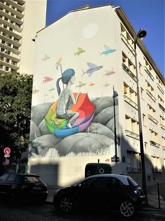 Fresque Fille au Parapluie