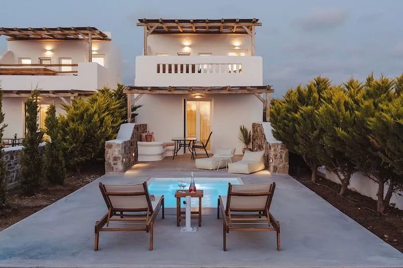 Santo Concept Luxury White Villa with Pool  & outdoor Jacuzzi Sea Views