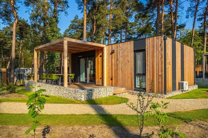 Chalet with air conditioning on a holiday park