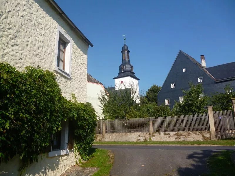Historic farmhouse in rural village in northern Bavaria Landscape
