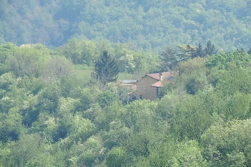Isolated on hill, flat with terrace among romanesque art,quiet,nature.