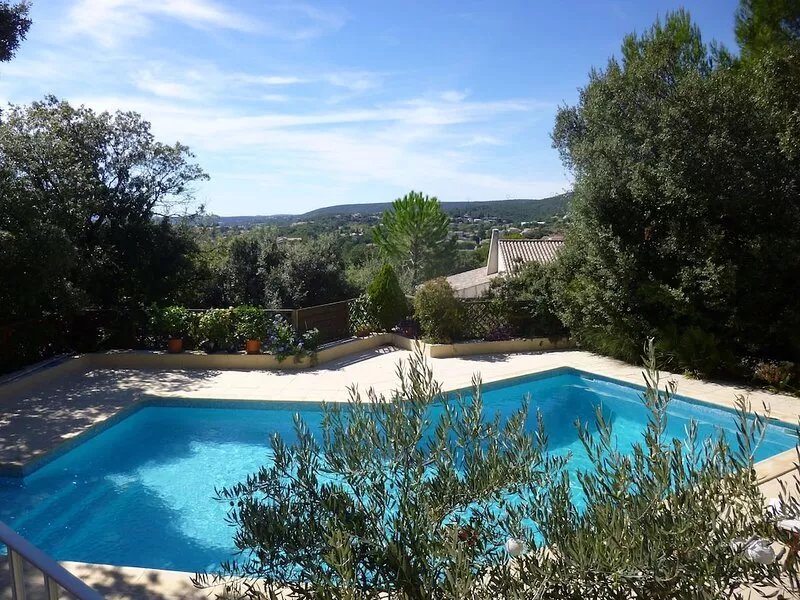 Villa with large private pool, by golf course, views of village, Languedoc area.