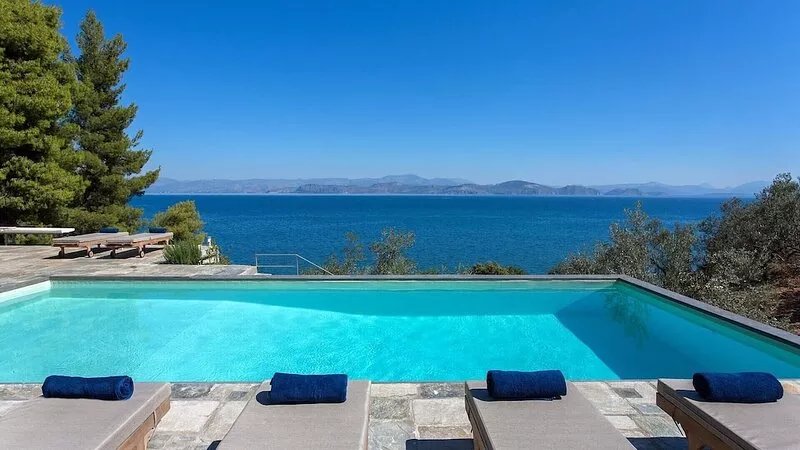 A luxury sea-front villa with private pool, near Nafplio
