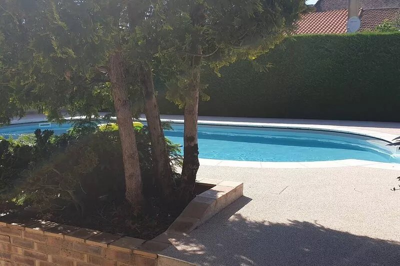 Stone house restored by owners with unheated pool