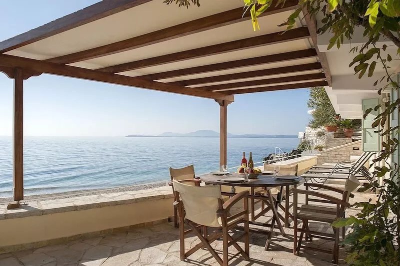 Yellow house lower, Kaminaki Beach Corfu, ionian islands