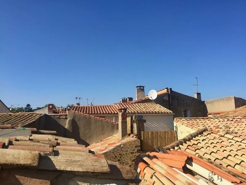 Centre of Olonzac, market views, 2 bedrooms & private sunny rooftop terrace