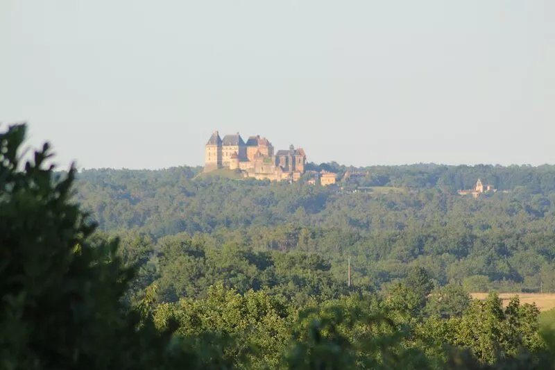 Large family home with private pool and view of Biron Castle