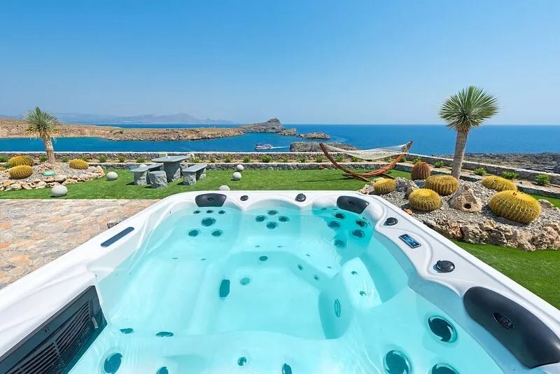 Lindos Vigli Private Villa with Sea View&outdoor jacuzzi