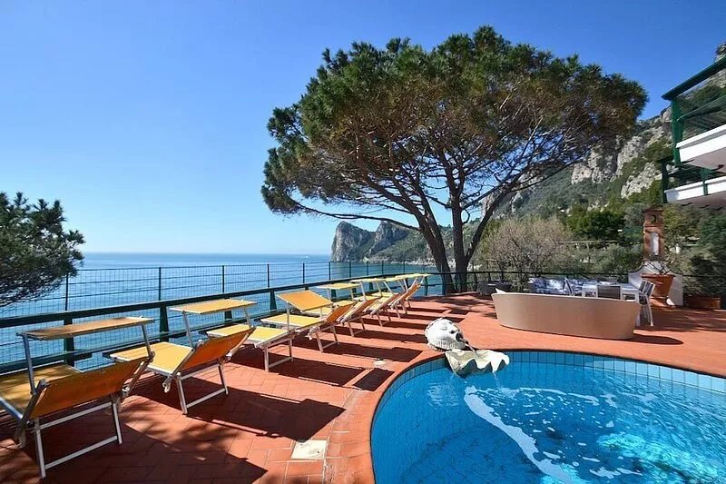 Villa Allegra: A splendid three-story villa built sheer above the sea, with