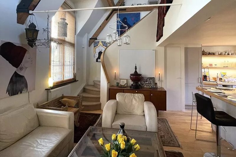 Stylish two-bedroom condo with free parking.
