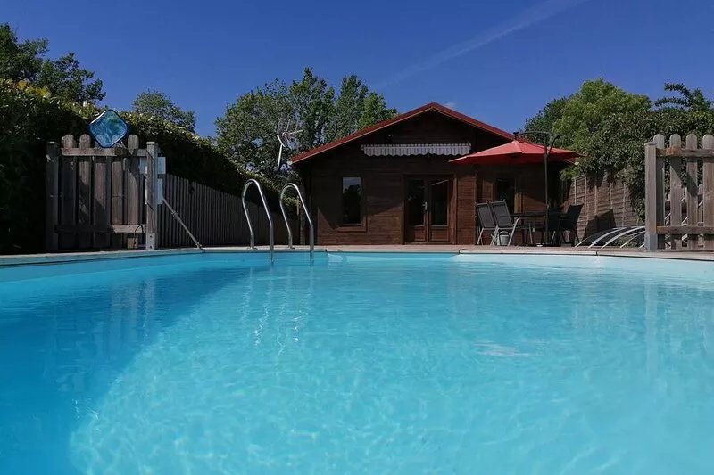 Chalet with private pool overlooking meadow and woodland