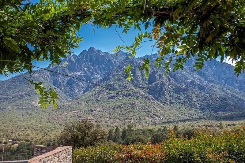 Corsican stone house with sea, mountain and pool views near ASCO