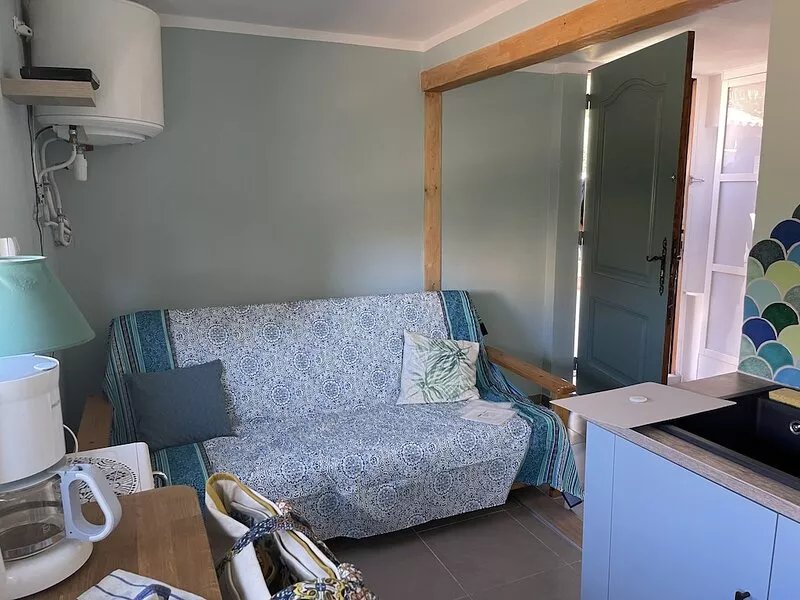 Studio on the first floor of a villa with pool/terrace access.